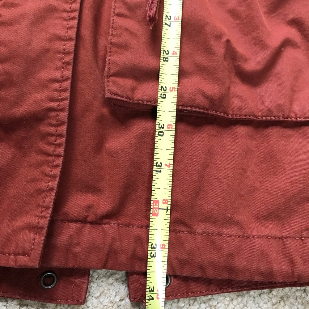 F21 Burnt Sienna Red-Brown Hooded Longline Utility Jacket - M - Picture 6 of 13